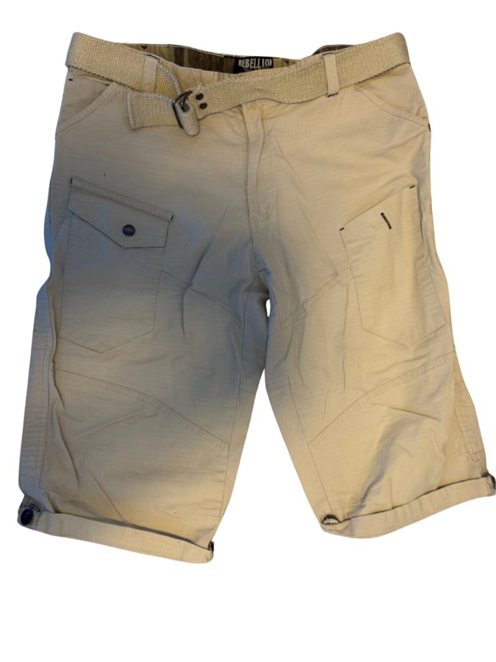 Rebellion Men's Khaki Cargo Shorts – Size 36